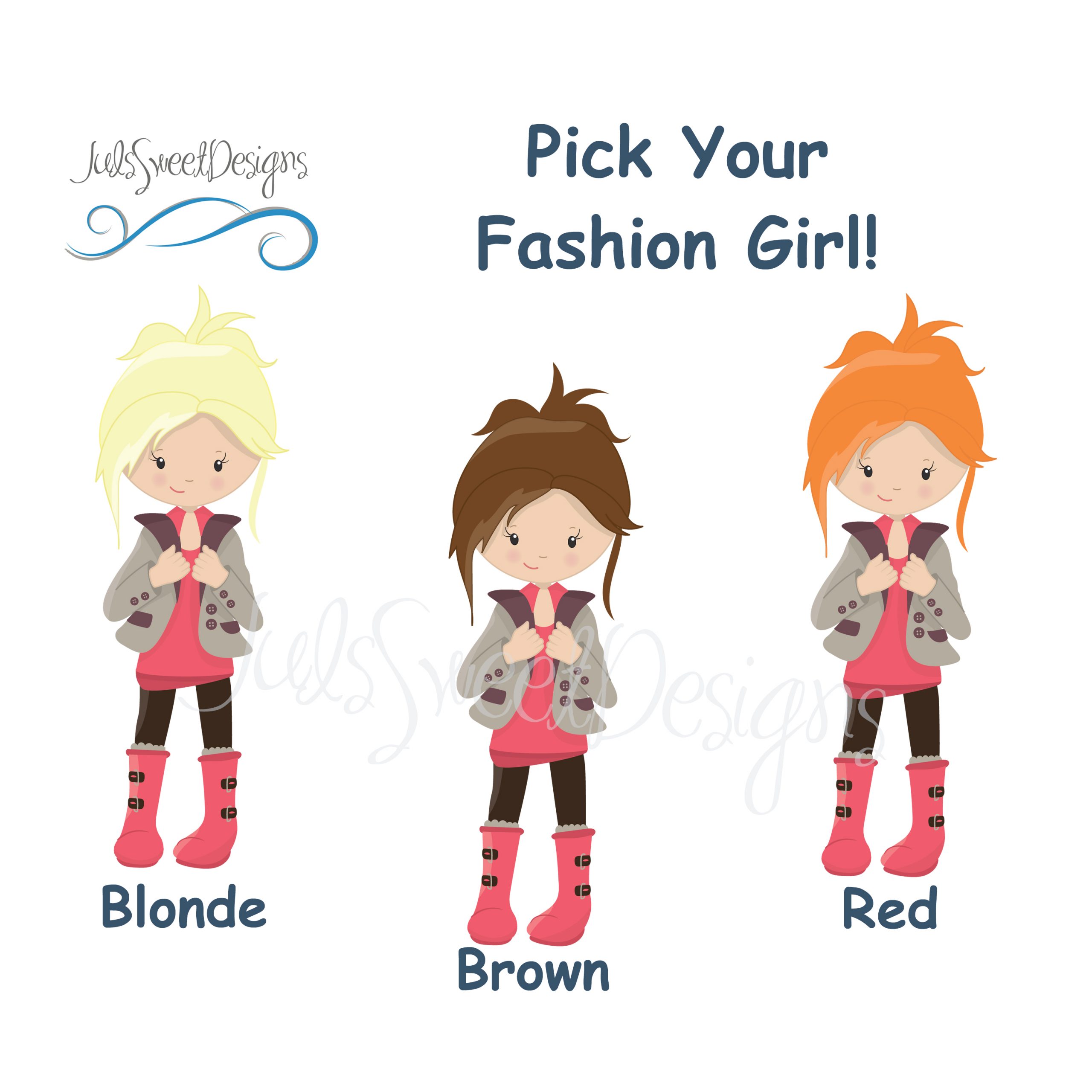 Fashion Girl Brown Jacket Pink Shirt Boots 1