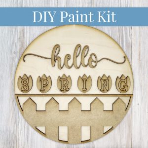 Hello Spring Tulips Fence Paint Sign Kit