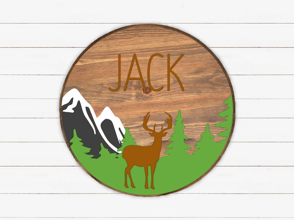Mountains Deer with Name - W&P-K018