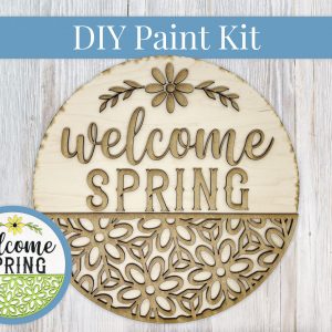 Welcome Spring Floral Flower Paint Sign Kit