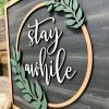 Stay Awhile Wreath Sign