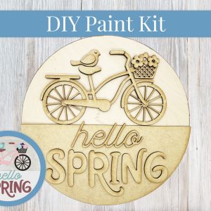Hello Spring Bicycle Flowers Paint Sign Kit