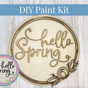 Hello Spring Wreath Flowers Paint Sign Kit
