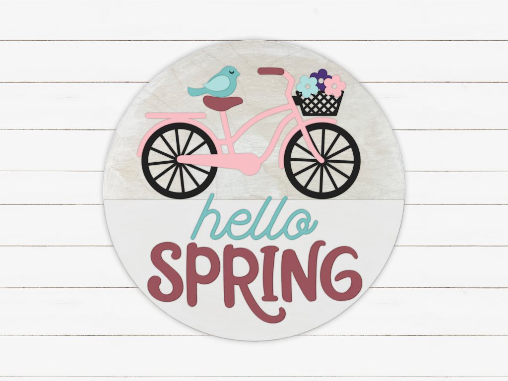 Hello Spring Bicycle Flowers Bird - W&P-033