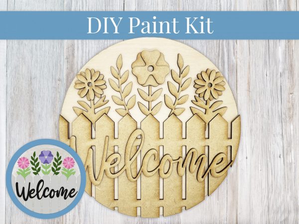 Welcome Fence Flowers Paint Sign Kit