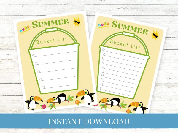 Summer Bucket List Hello Summer Toucans Printable