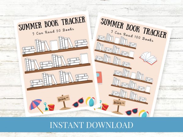Summer Book Tracker Coral Beach Printable