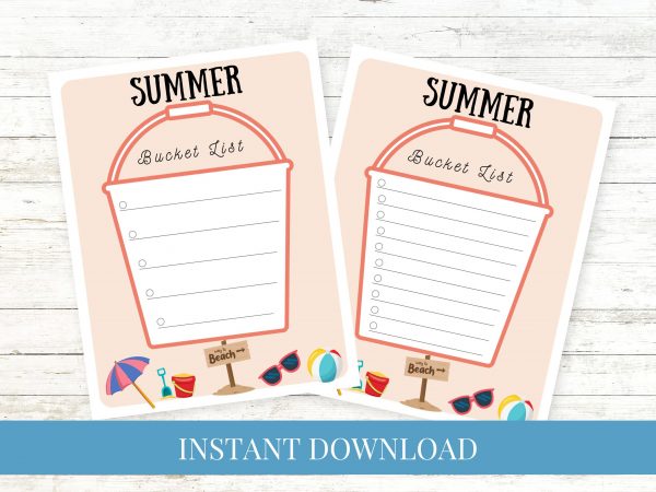 Summer Bucket List Coral Beach Printable
