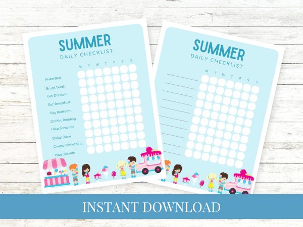 Summer Daily Weekly Ice Cream Truck Checklist Printable