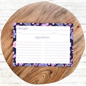 Purple Floral Watercolor Recipe Card