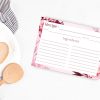 Pink Watercolor Floral Recipe Card