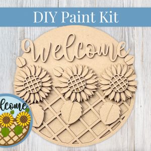 Welcome Sunflower Basket Sign DIY Paint Kit