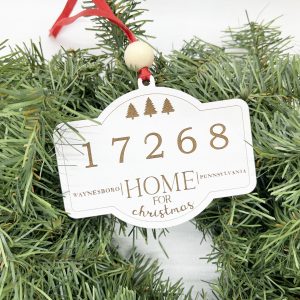 Zip Code Home for Christmas Ornament
