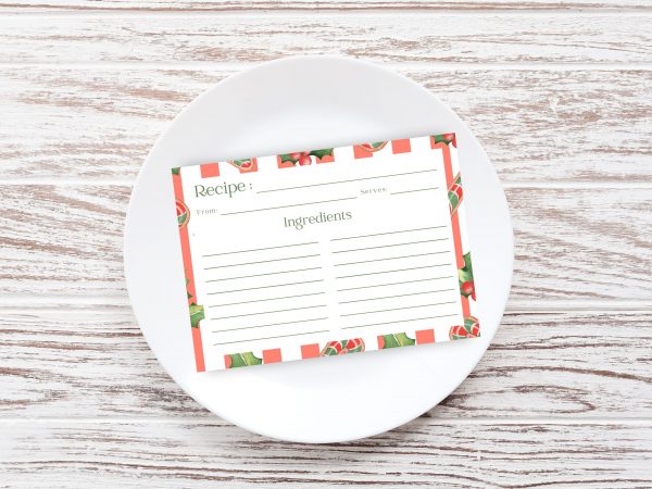 Candy Cane Cookies Holly Stripes Recipe Card
