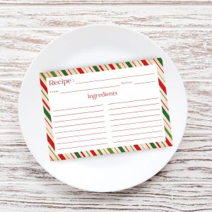 Vintage Christmas Stripes Recipe Card